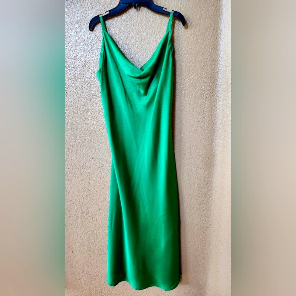 Inspired Hearts Green Satin Dress Size L